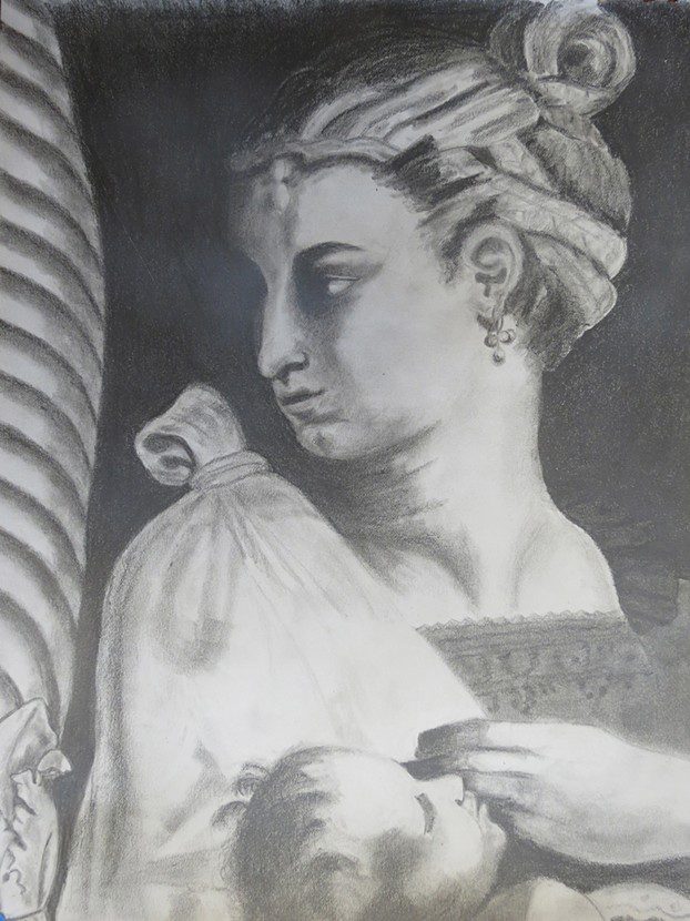 Theresa Cappetta Detail Study from Cartoon For The Tapestry Of The Healing Of The Lame Man by Raphael